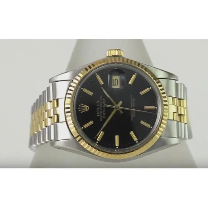 GB Rolex Date Just 36 Mm Men Watch Two Tone Jubilee Bracelet Black Dial QUICK SET Bracelets GB Rolex Date Just 36 Mm Men Watch Two Tone Jubilee Bracelet Black Dial QUICK SET Bracelets