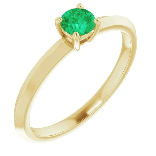 GB Solitaire Engagement Ring 125 Carats Green Emerald Yellow Gold 14K Rings GB Solitaire Engagement Ring 125 Carats Green Emerald Yellow Gold 14K Rings