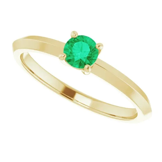 GB Solitaire Engagement Ring 125 Carats Green Emerald Yellow Gold 14K Rings GB Solitaire Engagement Ring 125 Carats Green Emerald Yellow Gold 14K Rings