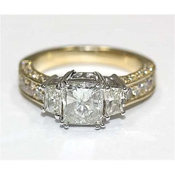 GB Three Stone Natural Earth Mined Diamond Ring 275 Carat Vintage Style Yellow Gold 14K Rings GB Three Stone Natural Earth Mined Diamond Ring 275 Carat Vintage Style Yellow Gold 14K Rings
