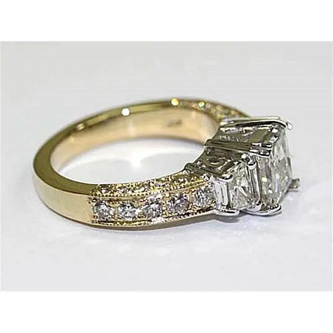 GB Three Stone Natural Earth Mined Diamond Ring 275 Carat Vintage Style Yellow Gold 14K Rings GB Three Stone Natural Earth Mined Diamond Ring 275 Carat Vintage Style Yellow Gold 14K Rings