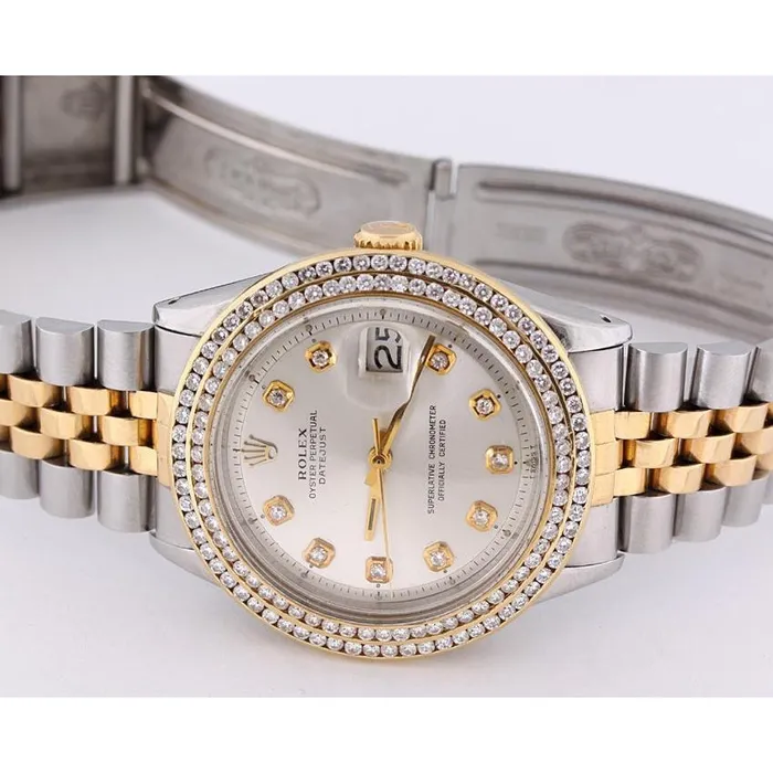 GB Watches Rolex Datejust Watch Double Row Diamond Bezel Date Just