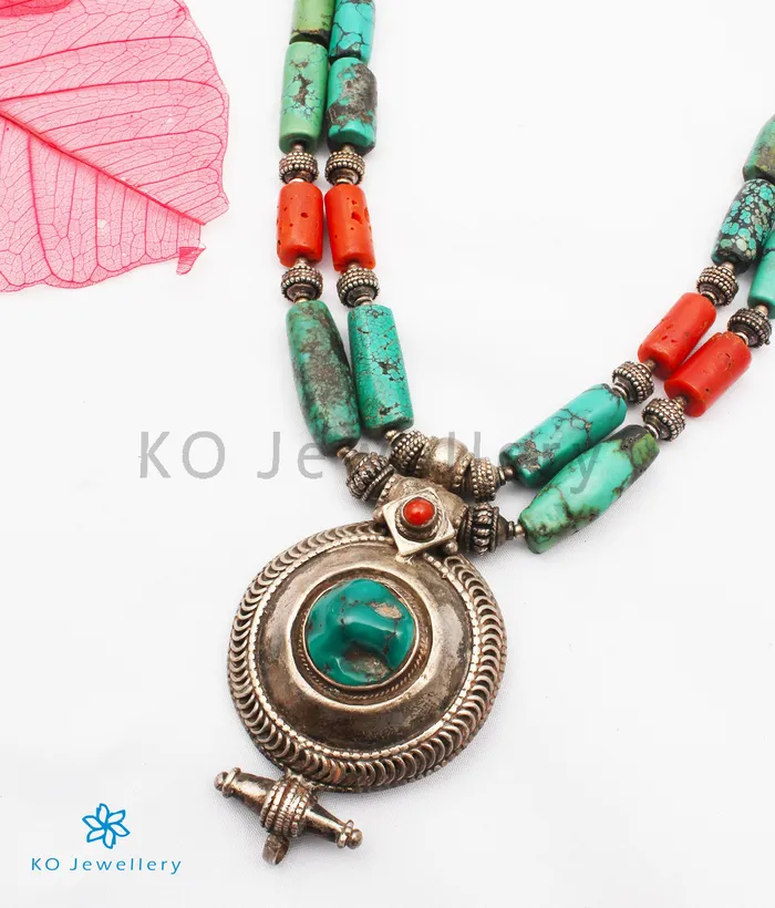 Gemstone Necklaces The Yashodhara Turquoise Antique Silver Necklace