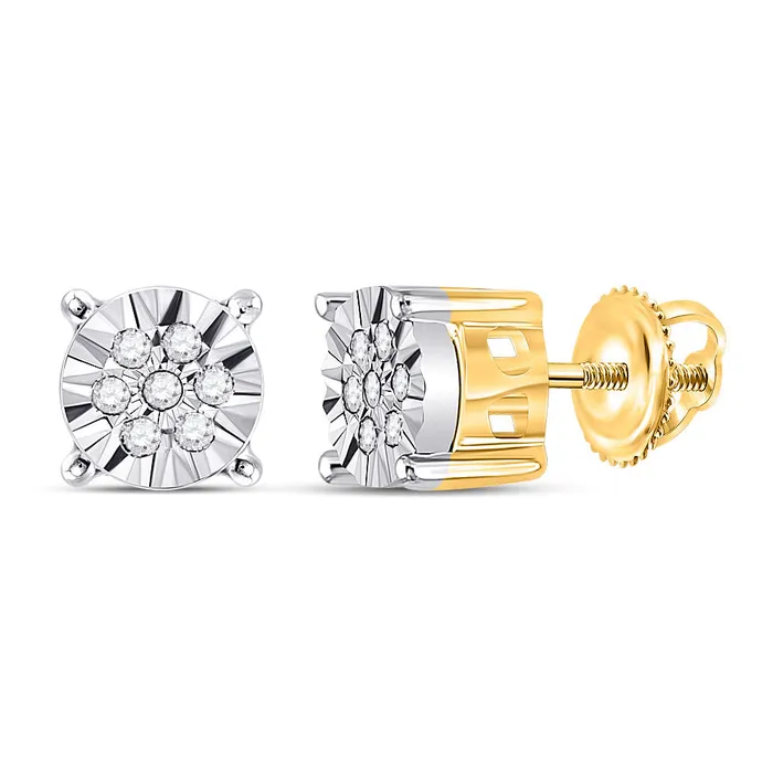 GND 10Kt Yellow Gold Womens Round Diamond Cluster Earrings 110 Cttw GND Earrings GND 10Kt Yellow Gold Womens Round Diamond Cluster Earrings 110 Cttw GND Earrings