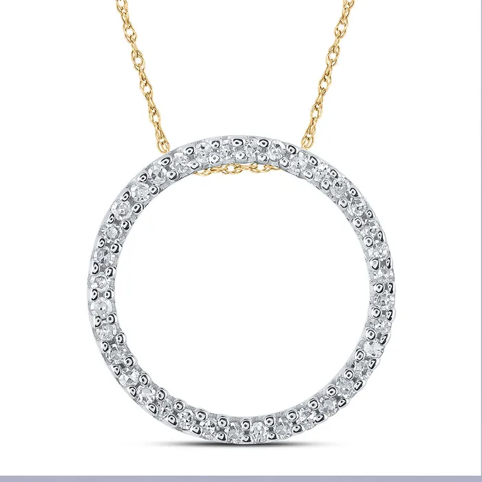 GND Necklaces GND 10Kt Yellow Gold Womens Round Diamond Circle Pendant 16 Cttw GND Necklaces GND 10Kt Yellow Gold Womens Round Diamond Circle Pendant 16 Cttw