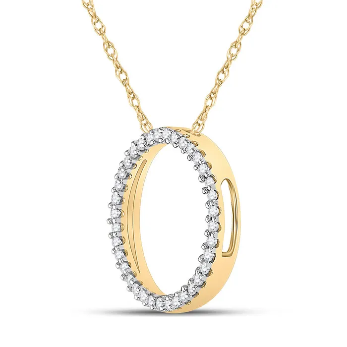 GND Necklaces GND 10Kt Yellow Gold Womens Round Diamond Circle Pendant 16 Cttw GND Necklaces GND 10Kt Yellow Gold Womens Round Diamond Circle Pendant 16 Cttw