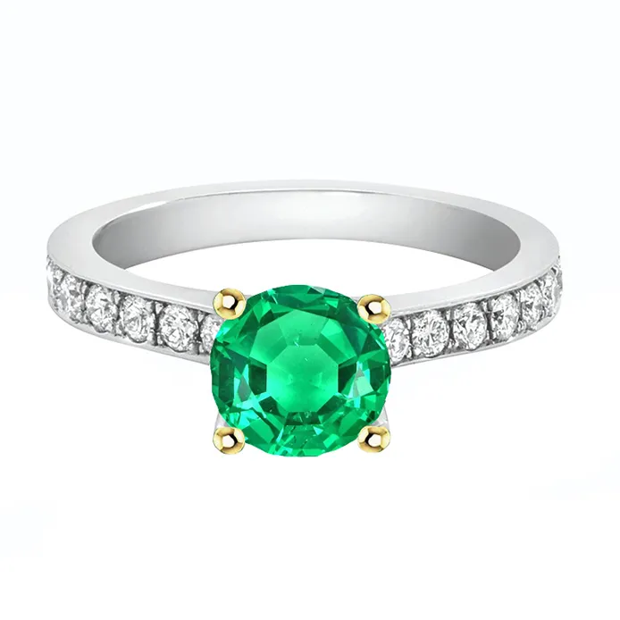 Green Emerald Engagement Ring With Diamond Accents HarryChadEntcom Rings