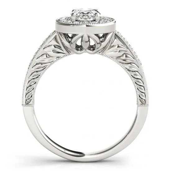Halo Natural Earth Mined Diamond Vintage Style Engagement Ring 125 Carat Solid WG 14K GB Rings Halo Natural Earth Mined Diamond Vintage Style Engagement Ring 125 Carat Solid WG 14K GB Rings