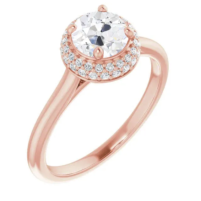 Halo Ring Round Old Miner Natural Earth Mined Diamond Rose Gold Ladies Jewelry 450 Carats HarryChadEntcom Rings