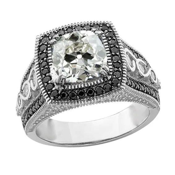 Halo Round Old Miner Black Natural Earth Mined Diamond Ring Milgrain Shank 6 Carats HarryChadEntcom Rings Halo Round Old Miner Black Natural Earth Mined Diamond Ring Milgrain Shank 6 Carats HarryChadEntcom Rings