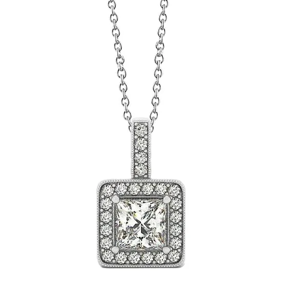 HarryChadEntcom 150 Carats Princess Natural Earth Mined Diamond Pendant Necklace WG 14K Without Chain Necklaces HarryChadEntcom 150 Carats Princess Natural Earth Mined Diamond Pendant Necklace WG 14K Without Chain Necklaces