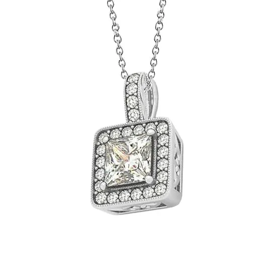 HarryChadEntcom 150 Carats Princess Natural Earth Mined Diamond Pendant Necklace WG 14K Without Chain Necklaces