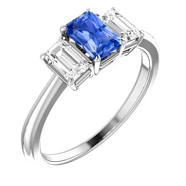 HarryChadEntcom Blue Sapphire Engagement Ring 3 Stone 2 Carats Emerald Cut Natural Earth Mined Diamonds Rings HarryChadEntcom Blue Sapphire Engagement Ring 3 Stone 2 Carats Emerald Cut Natural Earth Mined Diamonds Rings