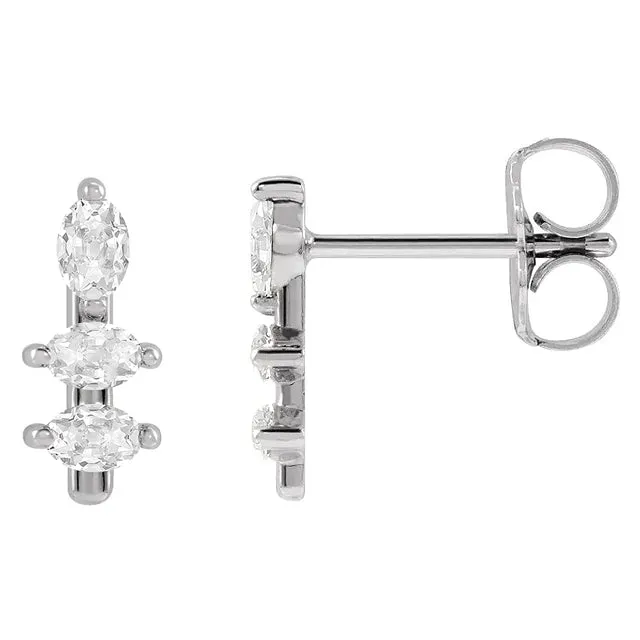 HarryChadEntcom Earrings 3 Stone Real Diamond Stud Earrings Oval Old Miner 9 Carats White Gold HarryChadEntcom Earrings 3 Stone Real Diamond Stud Earrings Oval Old Miner 9 Carats White Gold