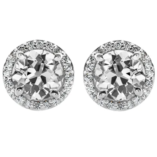 HarryChadEntcom Earrings 650 Ct Halo Stud Earrings Old Cut Mined Diamonds Jewelry HarryChadEntcom Earrings 650 Ct Halo Stud Earrings Old Cut Mined Diamonds Jewelry