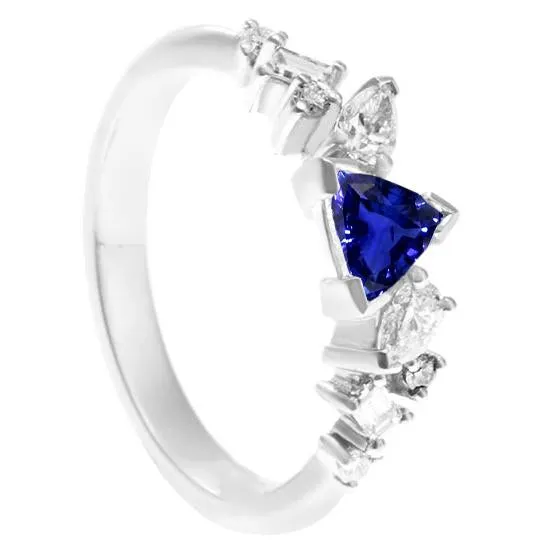 HarryChadEntcom Gemstone Trillion V Prong Blue Sapphire Natural Earth Mined Diamond Ring 1 Carat Rings HarryChadEntcom Gemstone Trillion V Prong Blue Sapphire Natural Earth Mined Diamond Ring 1 Carat Rings
