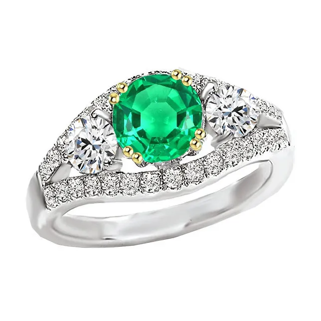 HarryChadEntcom Green Emerald Ring Ladies Sparkling Diamond Jewelry Rings