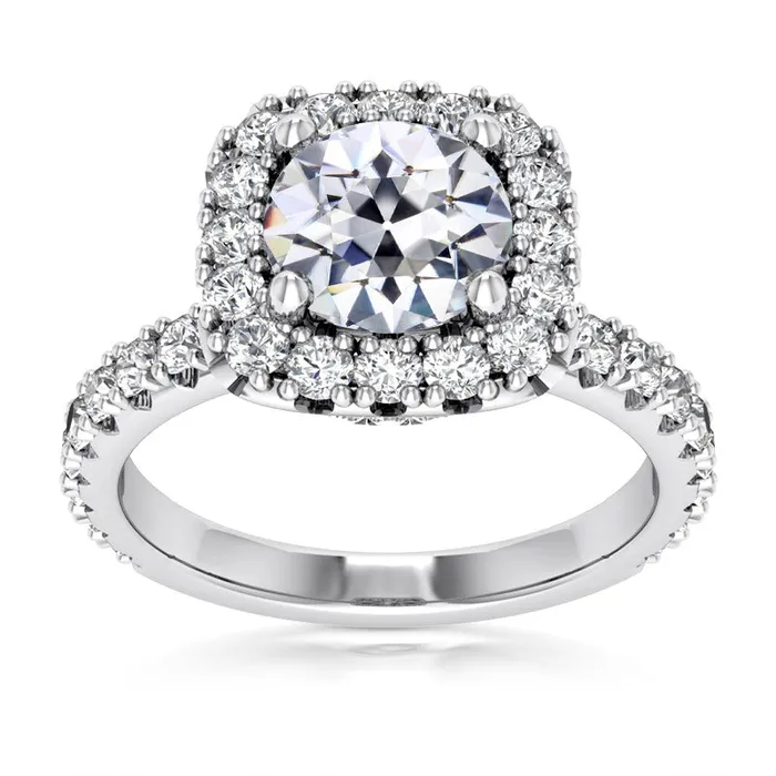 HarryChadEntcom Halo Ring With Accents Old Mine Cut Natural Earth Mined Diamond Fishtail Set 8 Carats Rings HarryChadEntcom Halo Ring With Accents Old Mine Cut Natural Earth Mined Diamond Fishtail Set 8 Carats Rings