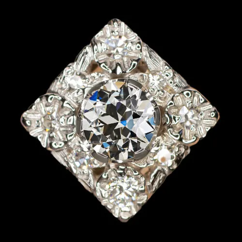 HarryChadEntcom Halo Round Old Cut Natural Earth Mined Diamond Ring Milgrain Antique Style 2 Carats Rings HarryChadEntcom Halo Round Old Cut Natural Earth Mined Diamond Ring Milgrain Antique Style 2 Carats Rings