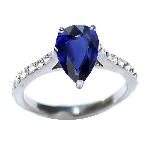 HarryChadEntcom Ladies Solitaire Pear Blue Sapphire With Accents Natural Earth Mined Diamond Ring 3 Carats Rings HarryChadEntcom Ladies Solitaire Pear Blue Sapphire With Accents Natural Earth Mined Diamond Ring 3 Carats Rings