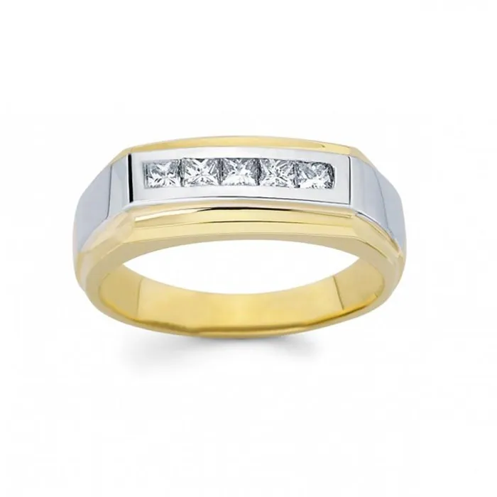 HarryChadEntcom Rings 1 Carat Princess Natural Earth Mined Diamond Men Ring Two Tone Gold 14K