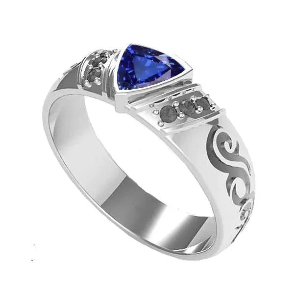 HarryChadEntcom Rings Black Natural Earth Mined Diamond Mens Ring Bezel Set Blue Sapphire Antique Style 150 Ct HarryChadEntcom Rings Black Natural Earth Mined Diamond Mens Ring Bezel Set Blue Sapphire Antique Style 150 Ct