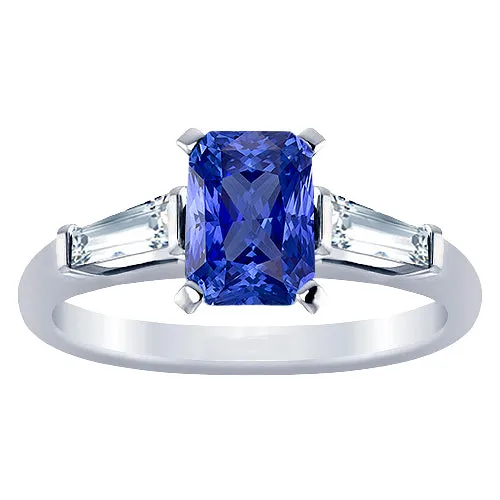 HarryChadEntcom Rings Blue Sapphire 3 Stone Ring Bar Set Tapered Baguettes 250 Carats HarryChadEntcom Rings Blue Sapphire 3 Stone Ring Bar Set Tapered Baguettes 250 Carats