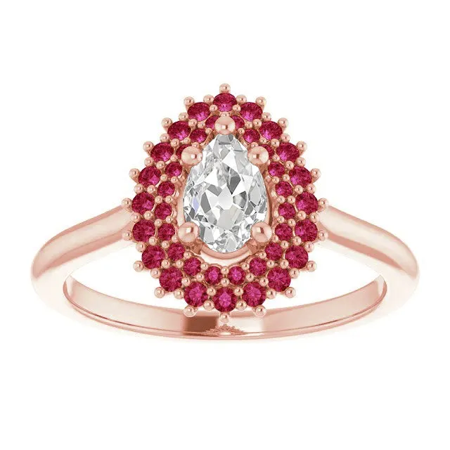 HarryChadEntcom Rings Double Halo Pear Old Miner Natural Earth Mined Diamond Ring Round Rubies 350 Carats HarryChadEntcom Rings Double Halo Pear Old Miner Natural Earth Mined Diamond Ring Round Rubies 350 Carats
