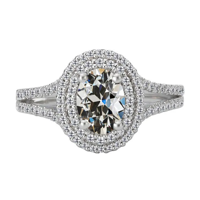 HarryChadEntcom Rings Double Halo Ring Oval Old Cut Natural Earth Mined Diamond Prong Set 8 Carats HarryChadEntcom Rings Double Halo Ring Oval Old Cut Natural Earth Mined Diamond Prong Set 8 Carats