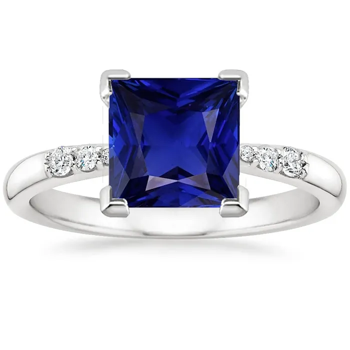 HarryChadEntcom Rings Gold Gemstone Ring With Accents Princess Cut Blue Sapphire 525 Carats HarryChadEntcom Rings Gold Gemstone Ring With Accents Princess Cut Blue Sapphire 525 Carats
