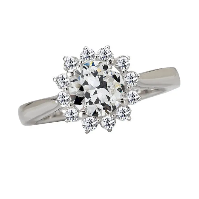 HarryChadEntcom Rings Halo Ring Old Cut Natural Earth Mined Diamond Flower Style Tapered Shank 450 Carats HarryChadEntcom Rings Halo Ring Old Cut Natural Earth Mined Diamond Flower Style Tapered Shank 450 Carats