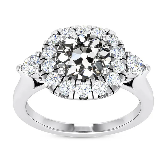 HarryChadEntcom Rings Halo Ring Round Old Mine Cut Natural Earth Mined Diamond 14K White Gold 650 Carats HarryChadEntcom Rings Halo Ring Round Old Mine Cut Natural Earth Mined Diamond 14K White Gold 650 Carats