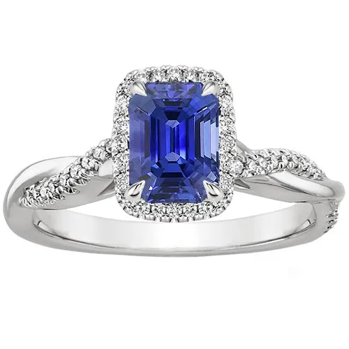 HarryChadEntcom Rings Halo Twist Ring Style Emerald Ceylon Sapphire Natural Earth Mined Diamonds 425 Carats HarryChadEntcom Rings Halo Twist Ring Style Emerald Ceylon Sapphire Natural Earth Mined Diamonds 425 Carats
