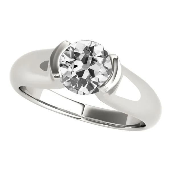 HarryChadEntcom Rings Ladies Solitaire Ring Old Miner Real Natural Earth Mined Diamond Half Bezel Set 250 Carats