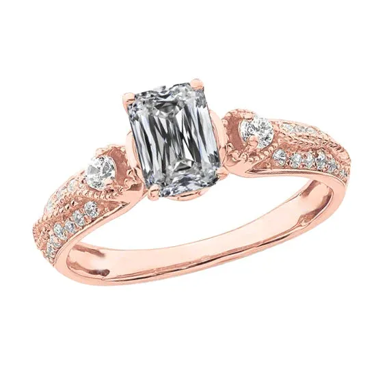 HarryChadEntcom Rings Miligrain Emerald Natural Earth Mined Diamond Engagement Ring 420 Carats Rose Gold 14K HarryChadEntcom Rings Miligrain Emerald Natural Earth Mined Diamond Engagement Ring 420 Carats Rose Gold 14K