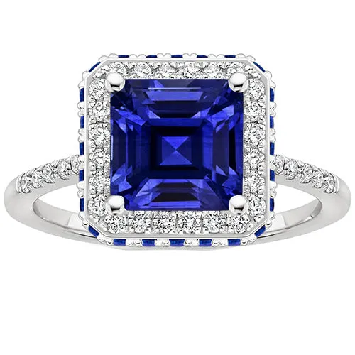 HarryChadEntcom Rings Natural Earth Mined Diamond Gemstone Ring Halo Princess Blue Sapphire Gold 14K 450 Carats HarryChadEntcom Rings Natural Earth Mined Diamond Gemstone Ring Halo Princess Blue Sapphire Gold 14K 450 Carats