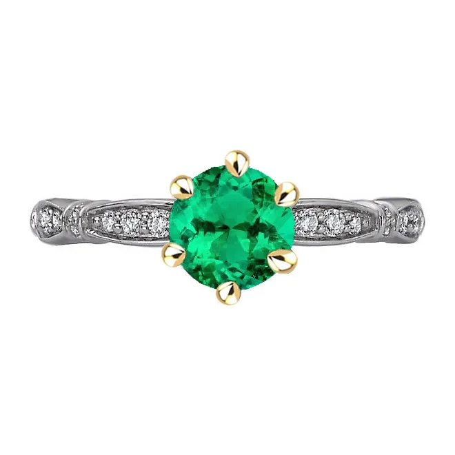 HarryChadEntcom Rings Round Cut Green Emerald Diamond Ring