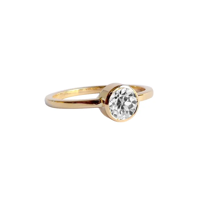 HarryChadEntcom Rings Round Solitaire Old Mine Cut Natural Earth Mined Diamond Ring Bezel Set 150 Carats HarryChadEntcom Rings Round Solitaire Old Mine Cut Natural Earth Mined Diamond Ring Bezel Set 150 Carats