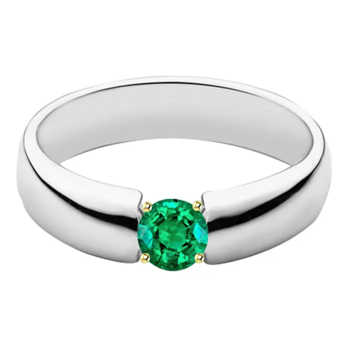 HarryChadEntcom Rings Two Tone Green Emerald Ring Solitaire