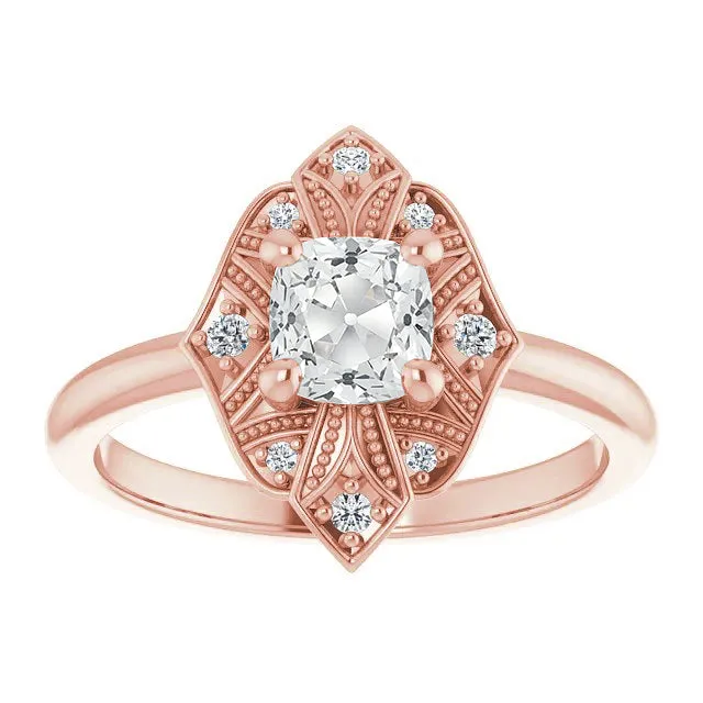 HarryChadEntcom Rings Vintage Style Halo Ring Cushion Old Mine Cut Natural Earth Mined Diamond Gold 375 Carats HarryChadEntcom Rings Vintage Style Halo Ring Cushion Old Mine Cut Natural Earth Mined Diamond Gold 375 Carats