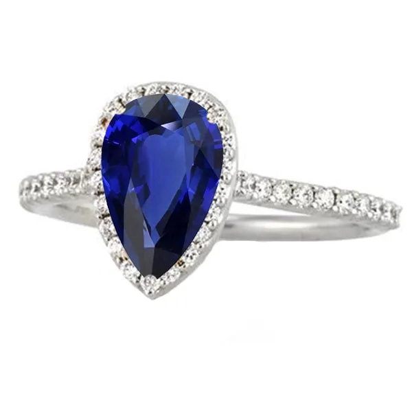 HarryChadEntcom Rings White Gold Halo Ceylon Sapphire Ring With Accented Natural Earth Mined Diamonds 4 Carats