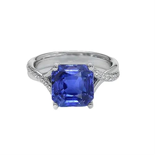 HarryChadEntcom Rings White Gold Solitaire Blue Sapphire Ring With Accents 450 Carats HarryChadEntcom Rings White Gold Solitaire Blue Sapphire Ring With Accents 450 Carats