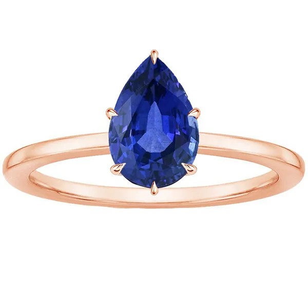 HarryChadEntcom Rings Women Solitaire Ring Rose Gold Pear Ceylon Sapphire Prong Set 4 Carats HarryChadEntcom Rings Women Solitaire Ring Rose Gold Pear Ceylon Sapphire Prong Set 4 Carats