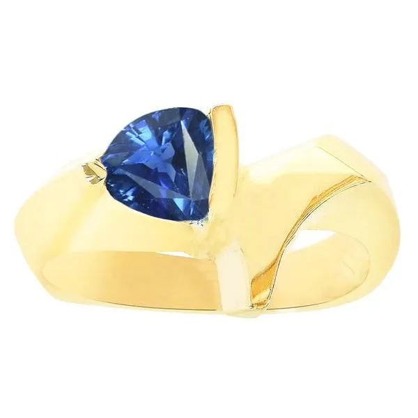 HarryChadEntcom Rings Yellow Gold Gemstone Ring Trillion Shaped Ceylon Sapphire 1 Carat HarryChadEntcom Rings Yellow Gold Gemstone Ring Trillion Shaped Ceylon Sapphire 1 Carat