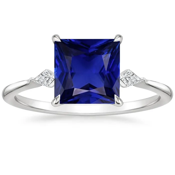 HarryChadEntcom Womens Natural Earth Mined Diamond Ring Princess Blue Sapphire 525 Carats White Gold Rings HarryChadEntcom Womens Natural Earth Mined Diamond Ring Princess Blue Sapphire 525 Carats White Gold Rings