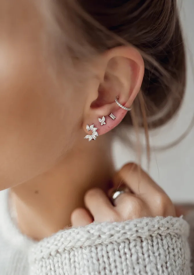 Hey Happiness Earrings Diamond Ear Cuff Sterling Silver Hey Happiness Earrings Diamond Ear Cuff Sterling Silver
