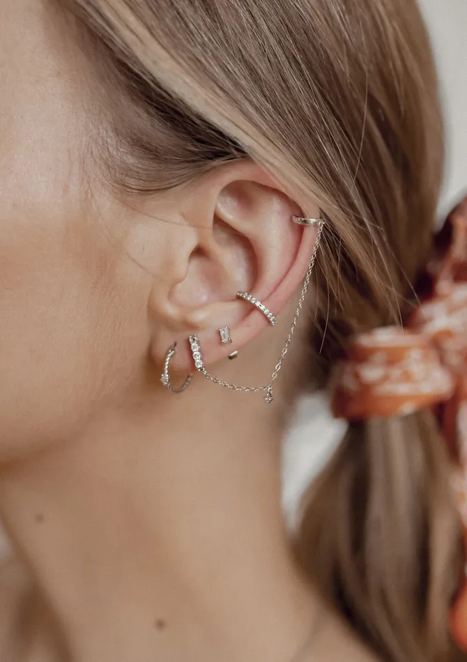Hey Happiness Earrings Diamond Ear Cuff Sterling Silver Hey Happiness Earrings Diamond Ear Cuff Sterling Silver