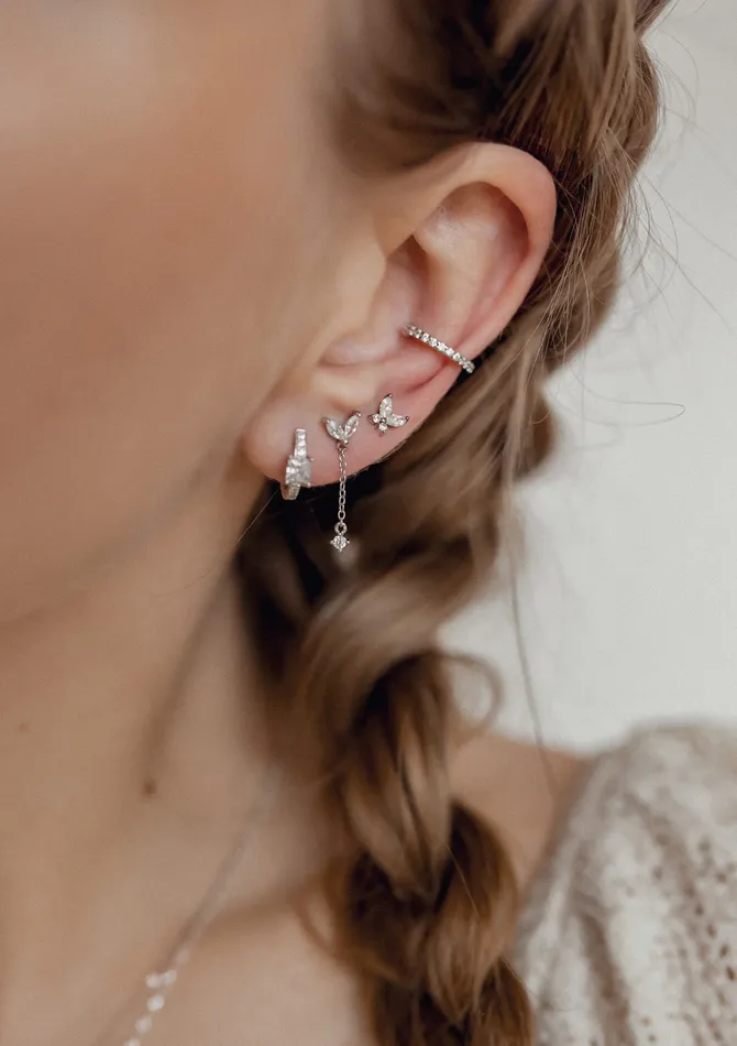 Hey Happiness Earrings Diamond Ear Cuff Sterling Silver Hey Happiness Earrings Diamond Ear Cuff Sterling Silver
