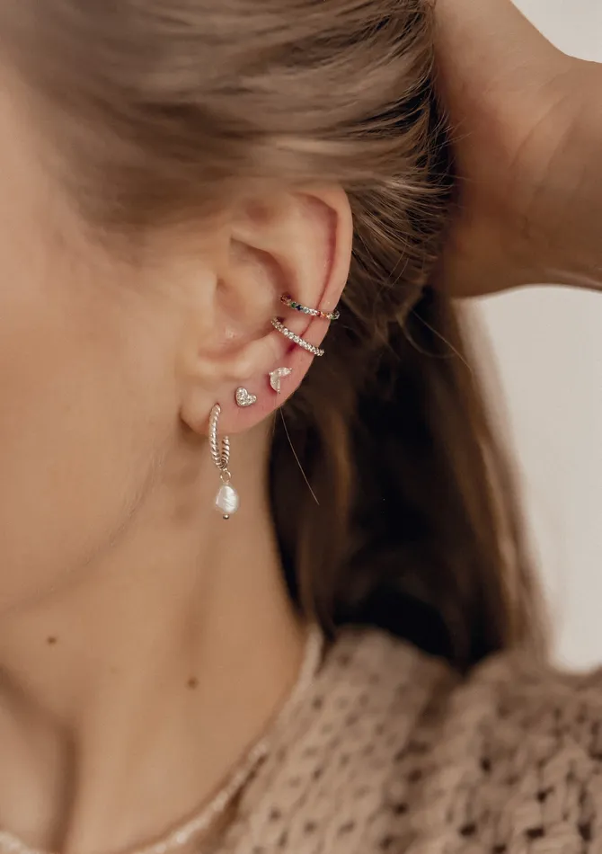 Hey Happiness Earrings Diamond Ear Cuff Sterling Silver Hey Happiness Earrings Diamond Ear Cuff Sterling Silver
