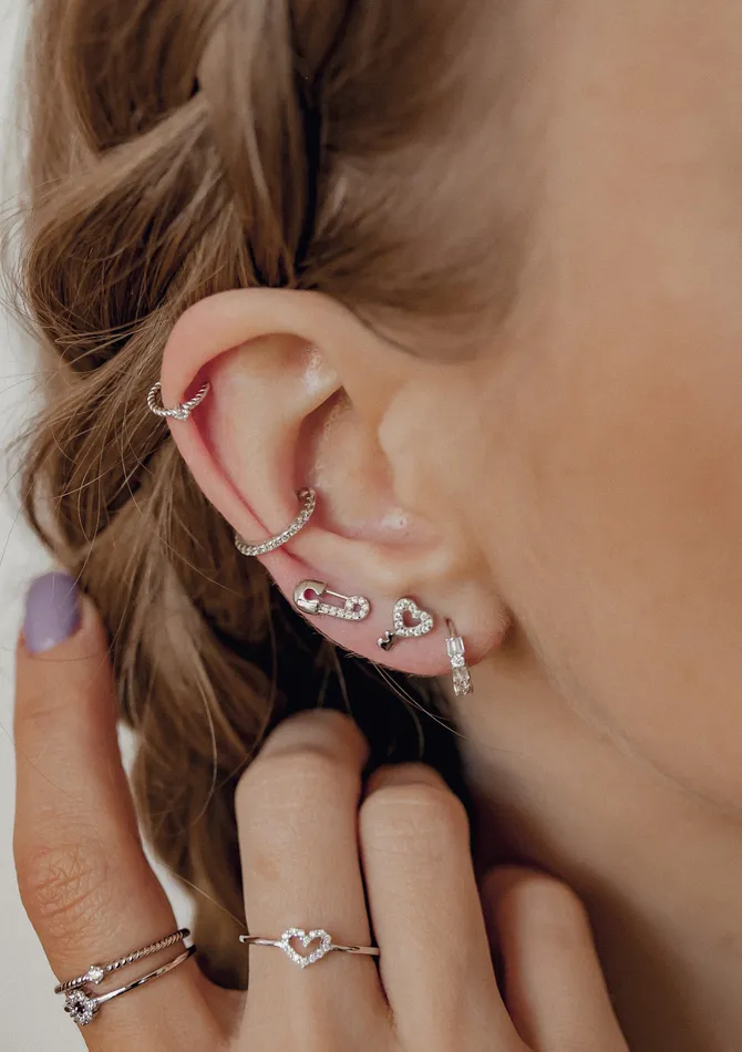 Hey Happiness Earrings Diamond Ear Cuff Sterling Silver Hey Happiness Earrings Diamond Ear Cuff Sterling Silver